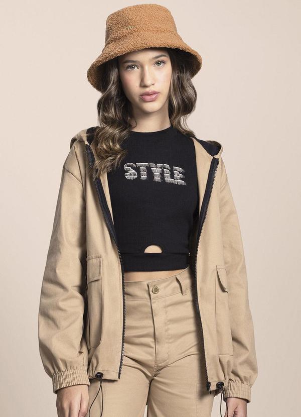 Milli e Nina - Jaqueta Juvenil Parka Sarja e Capuz Bege