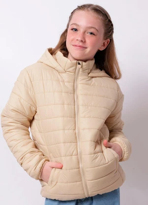 Torra - Jaqueta Juvenil Puffer Bolsos e Capuz Bege - TORRA
