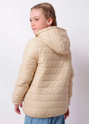Torra - Jaqueta Juvenil Puffer Bolsos e Capuz Bege - TORRA