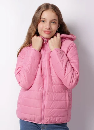 Torra - Jaqueta Juvenil Puffer com Capuz Bolsos Rosa - TORRA