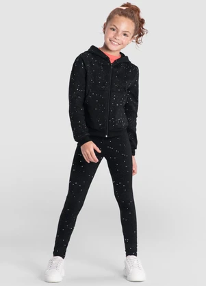 Brandili - Jaqueta Menina com Brilhos Preto - BRANDILI