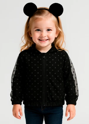 Alakazoo - Jaqueta Menina com Capuz em Tule Preto - ALAKAZOO
