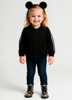 Alakazoo - Jaqueta Menina com Capuz em Tule Preto - ALAKAZOO