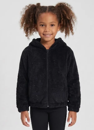 Guloseima - Jaqueta Menina em Pelo com Brilho Preto - GULOSEIMA