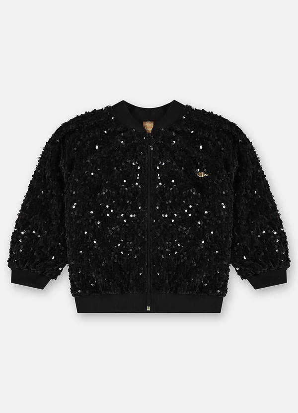 Up Baby - Jaqueta Menina em Veludo Paetê Preto 3