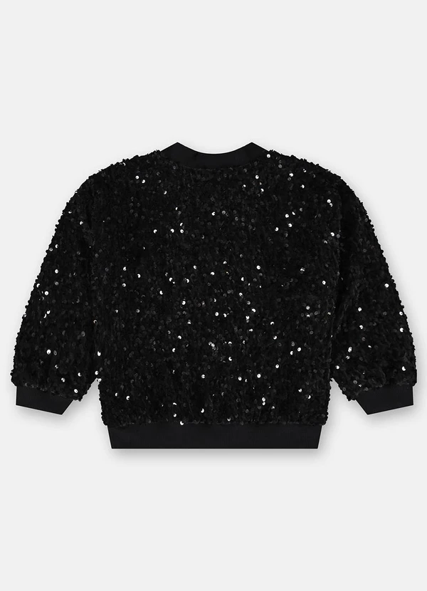 Up Baby - Jaqueta Menina em Veludo Paetê Preto 4