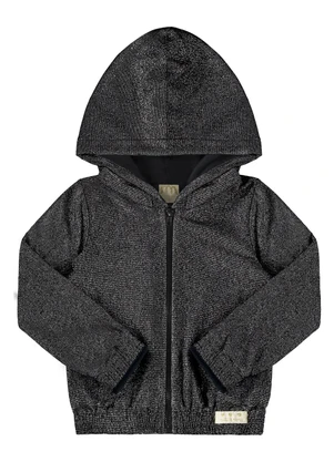 Milli e Nina - Jaqueta Menina Malha Lurex 01 a 18 Preto - MILLI E NINA