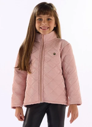 Quimby - Jaqueta Menina Matelassê com Zíper Rosa - QUIMBY
