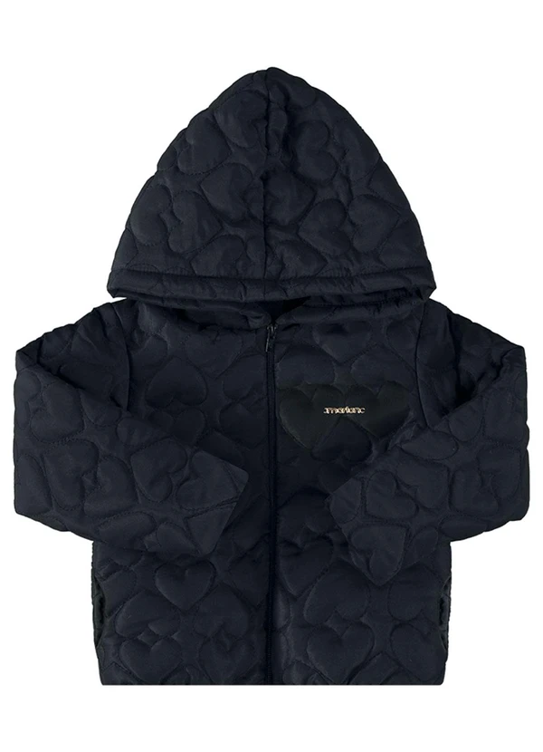 Marlan - Jaqueta Menina Puffer Matelassê Coração Preto