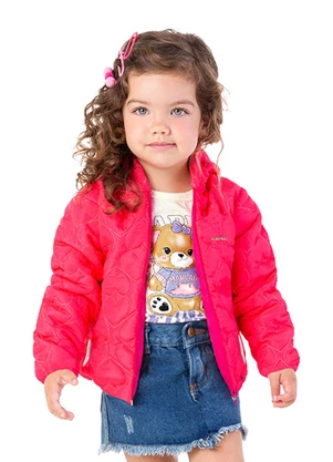 Marlan - Jaqueta Menina Puffer Matelassê Coração Rosa - MARLAN