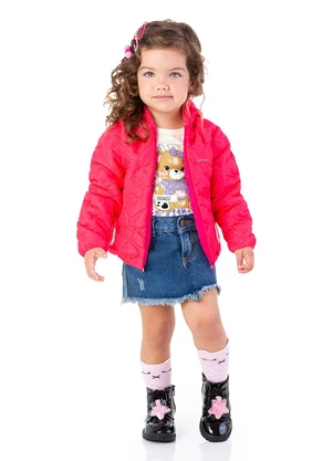 Marlan - Jaqueta Menina Puffer Matelassê Coração Rosa - MARLAN