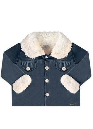 Marlan - Jaqueta Molecotton Jeans e Pelo Carneirinho Azul - MARLAN