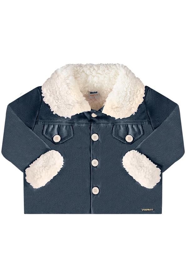 Marlan - Jaqueta Molecotton Jeans e Pelo Carneirinho Azul