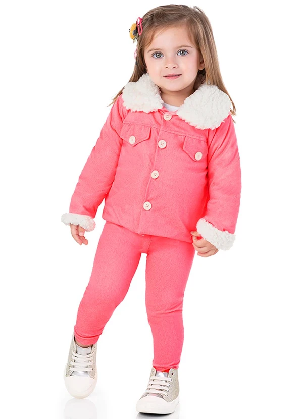 Marlan - Jaqueta Molecotton Jeans e Pelo Carneirinho Rosa 2