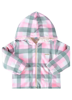 Marlan - Jaqueta Molecotton Xadrez e Pelo Sherpa Rosa - MARLAN