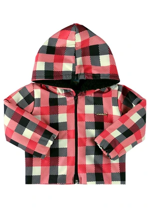 Marlan - Jaqueta Molecotton Xadrez e Pelo Sherpa Vermelho - MARLAN