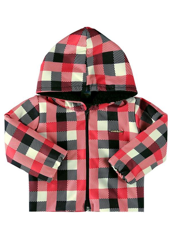 Marlan - Jaqueta Molecotton Xadrez e Pelo Sherpa Vermelho