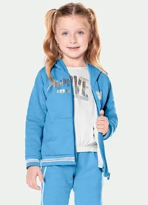 Marisol - Jaqueta Moletom com Capuz Menina Azul - MARISOL