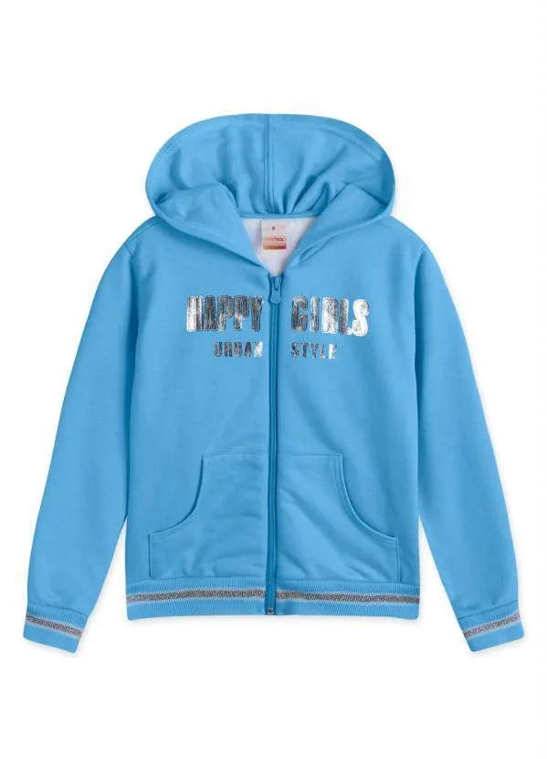 Marisol - Jaqueta Moletom com Capuz Menina Azul 5