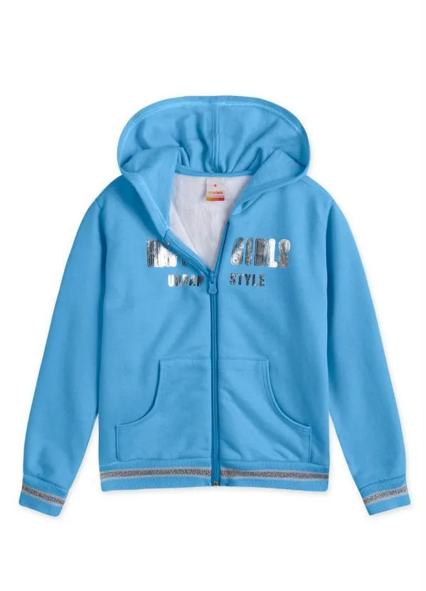 Marisol - Jaqueta Moletom com Capuz Menina Azul 7