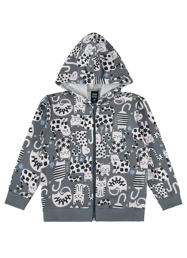 Bee Loop - Jaqueta Moletom Infantil Unissex Cinza