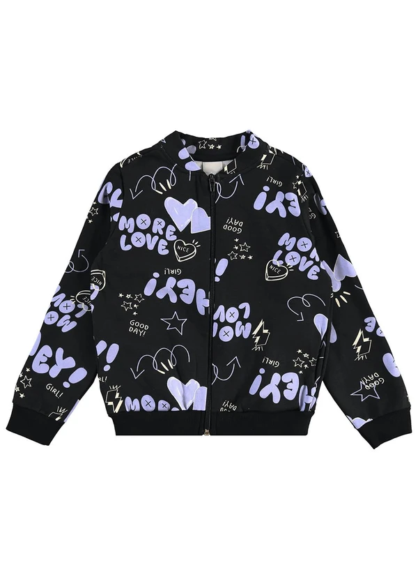 Malwee Kids - Jaqueta More Love em Moletom Preto