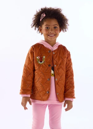 Três e Já - Jaqueta Onça Poliéster Marrom - TRÊS E JÁ