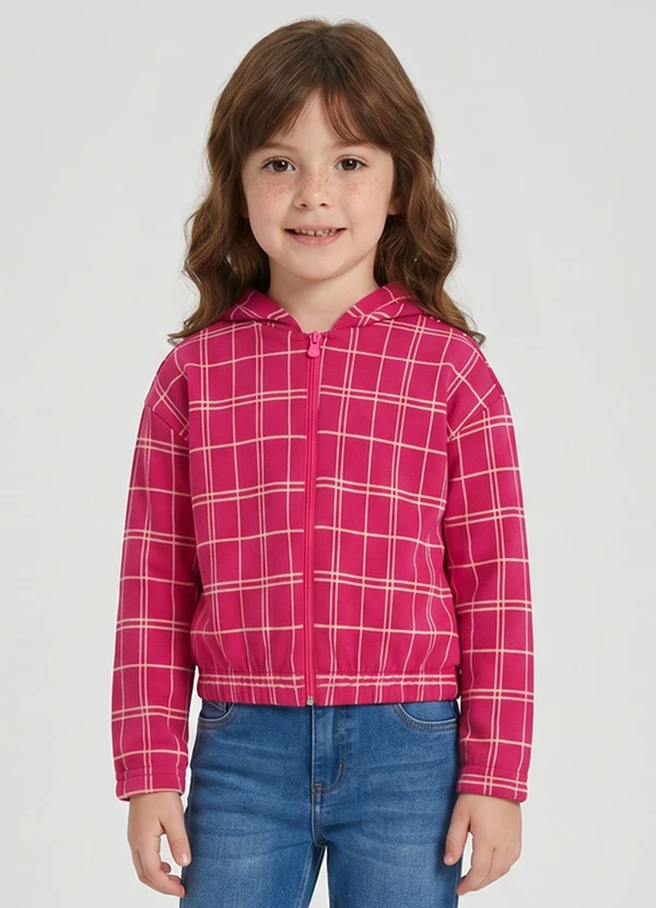 Guloseima - Jaqueta para Menina Jacquard Xadrez Rosa