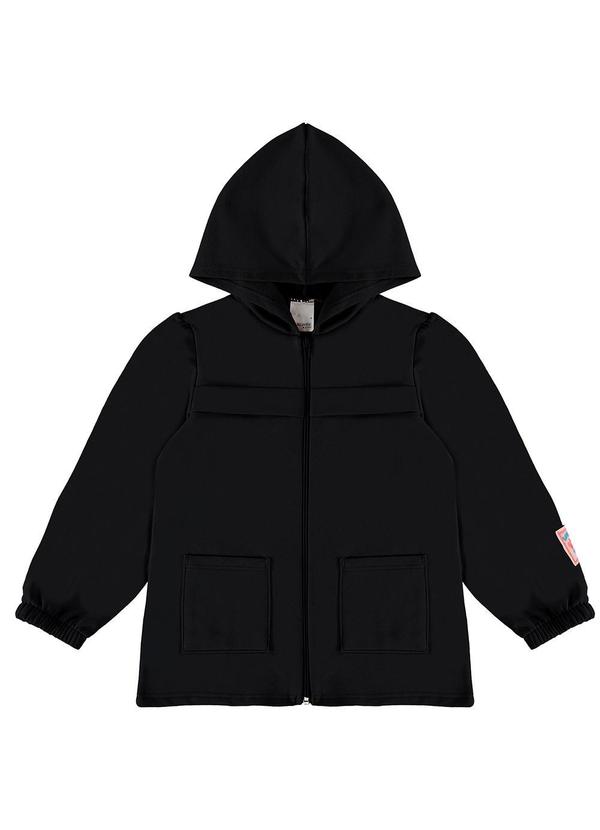 Malwee Kids - Jaqueta Parka em Moletom Menina Preto