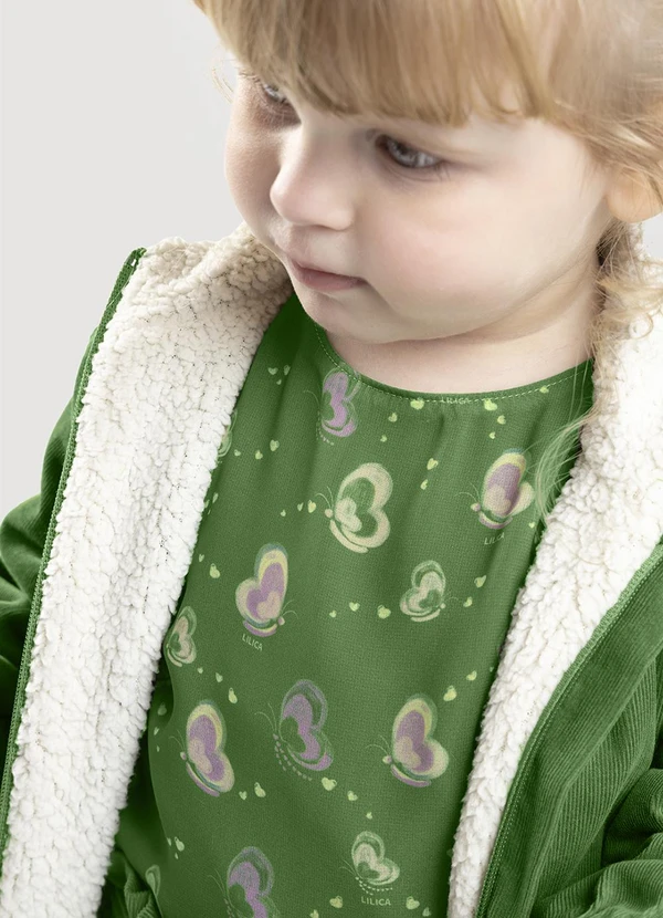 Lilica Ripilica - Jaqueta Pelinhos Manga Longa Bebê Feminina Verde 3
