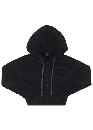 Pulla Bulla - Jaqueta Pelo e Meia Malha  Preto - PULLA BULLA