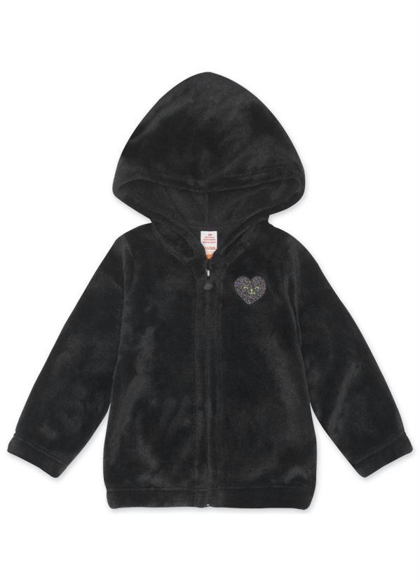 Marisol - Jaqueta Peluciada com Capuz Infantil Preto