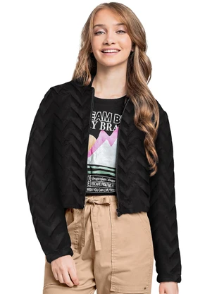 Gloss - Jaqueta Puff Juvenil para Menina Preto - GLOSS