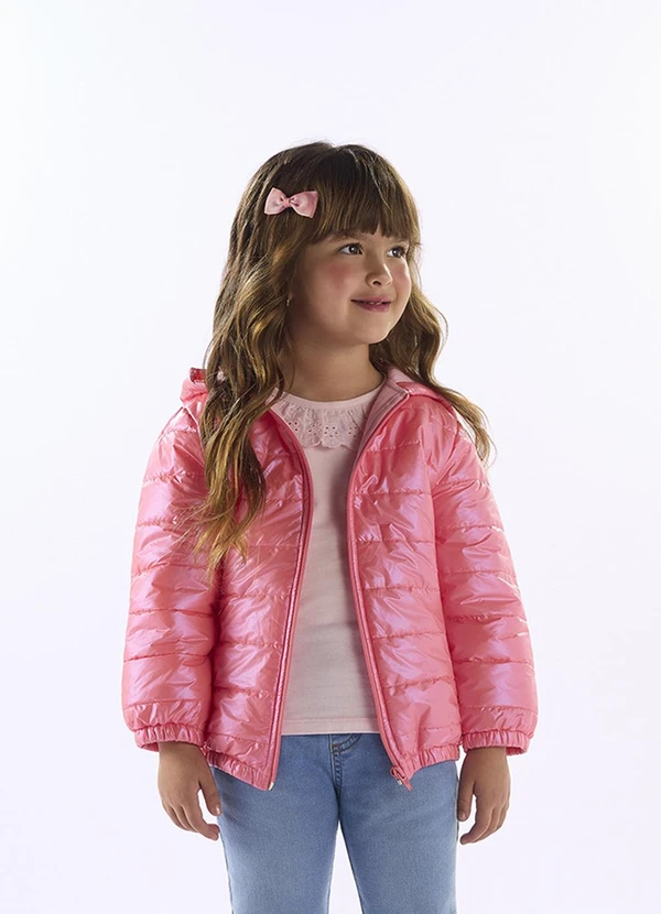Up Baby - Jaqueta Puffa Capuz Rosa
