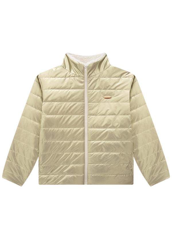 Milli e Nina - Jaqueta Puffer em Nylon Perolizado Dourado 3