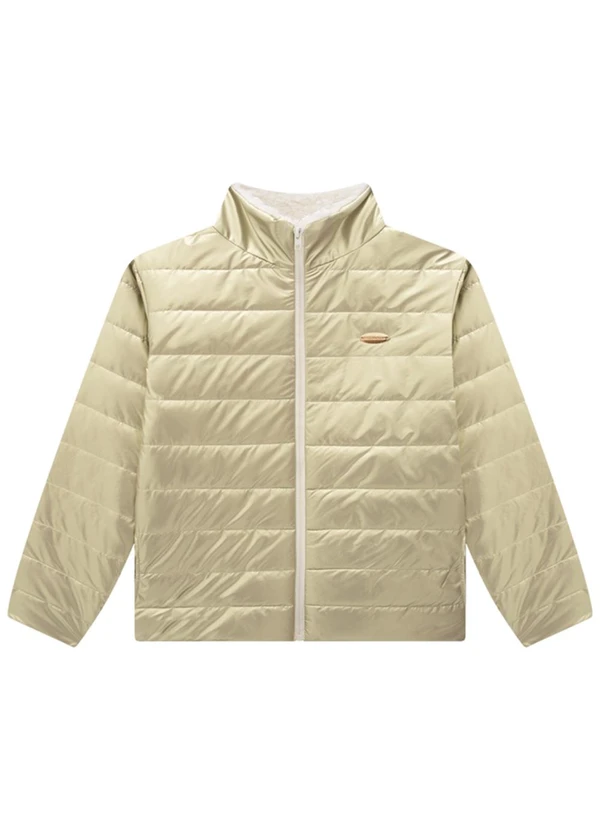 Milli e Nina - Jaqueta Puffer em Nylon Perolizado Dourado 3