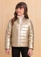 Milli e Nina - Jaqueta Puffer em Nylon Perolizado Dourado - variação: Dourado