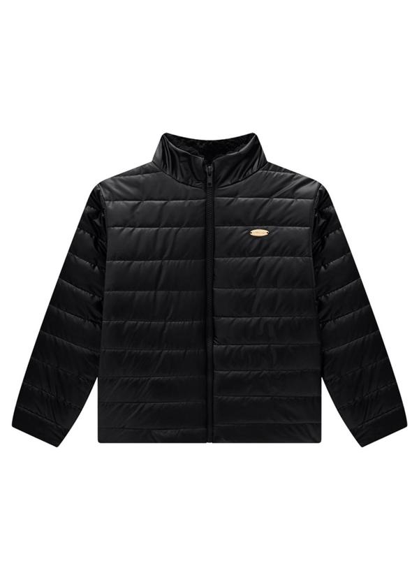 Milli e Nina - Jaqueta Puffer em Nylon Perolizado Preto