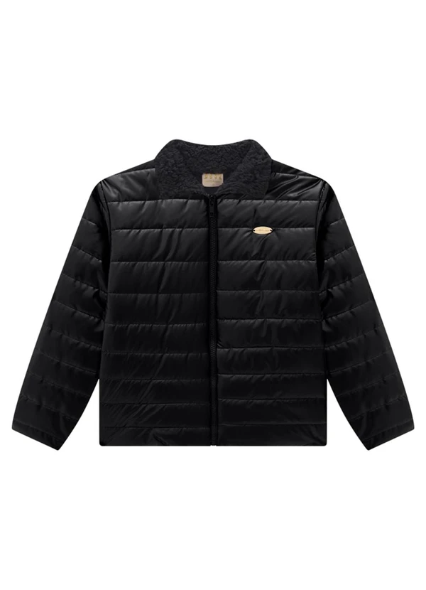 Milli e Nina - Jaqueta Puffer em Nylon Perolizado Preto 2