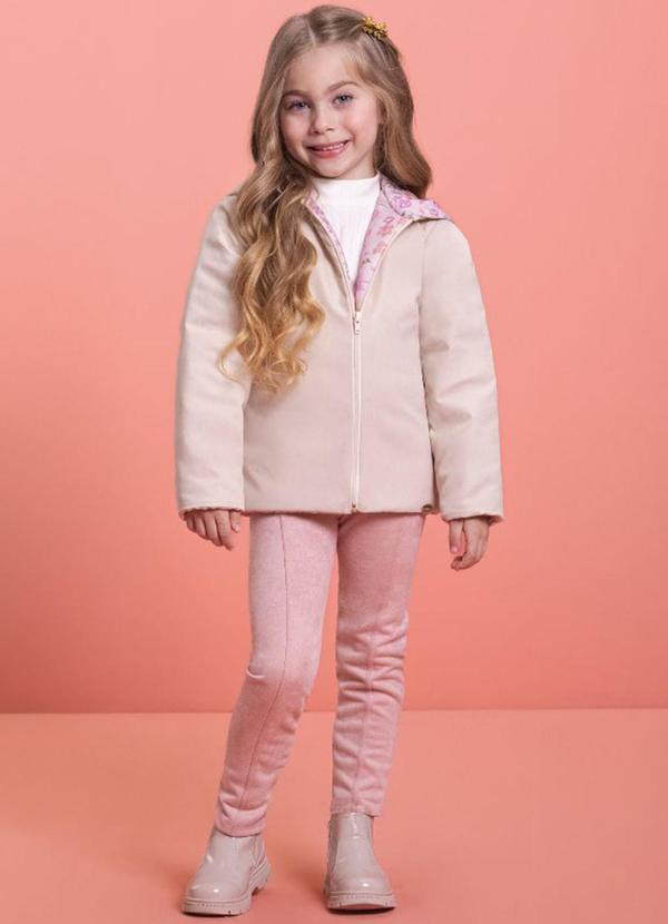 Milli e Nina - Jaqueta Puffer Floral Lybert e Taslon Bege 2