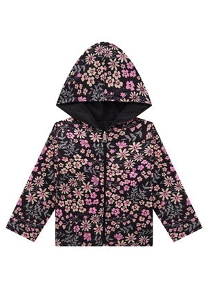 Milli e Nina - Jaqueta Puffer Floral Lybert e Taslon Preto - MILLI E NINA