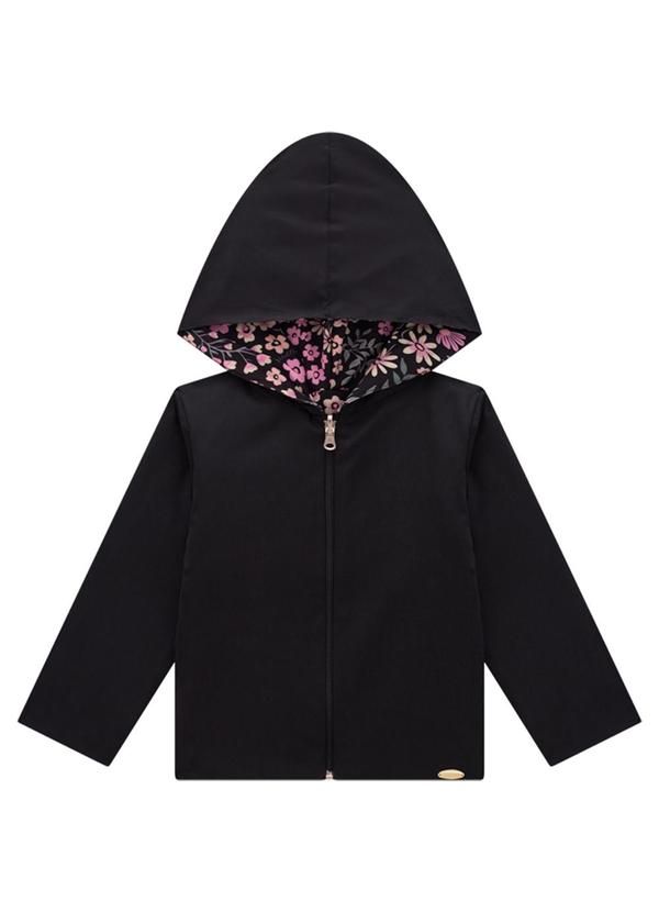 Milli e Nina - Jaqueta Puffer Floral Lybert e Taslon Preto