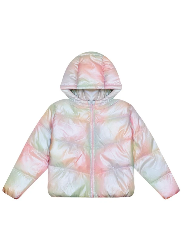 Alakazoo - Jaqueta Puffer Infantil com Capuz e Zíper Rosa 3