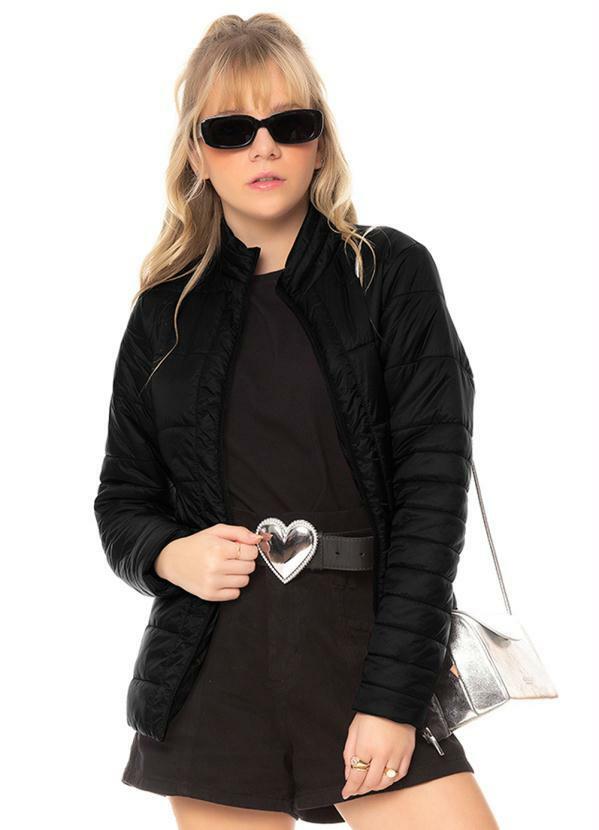 Rovitex Teen - Jaqueta Puffer Juvenil Feminina Preto