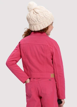 Alakazoo - Jaqueta Sarja Cropped Infantil Menina Color Rosa - ALAKAZOO