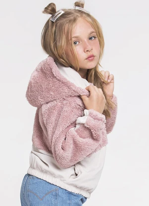 Outlet - Jaqueta Teddy Infantil Menina Rosa - OUTLET
