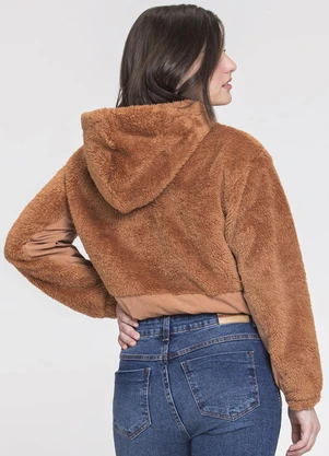 Outlet - Jaqueta Teddy Juvenil Feminina Marrom - OUTLET