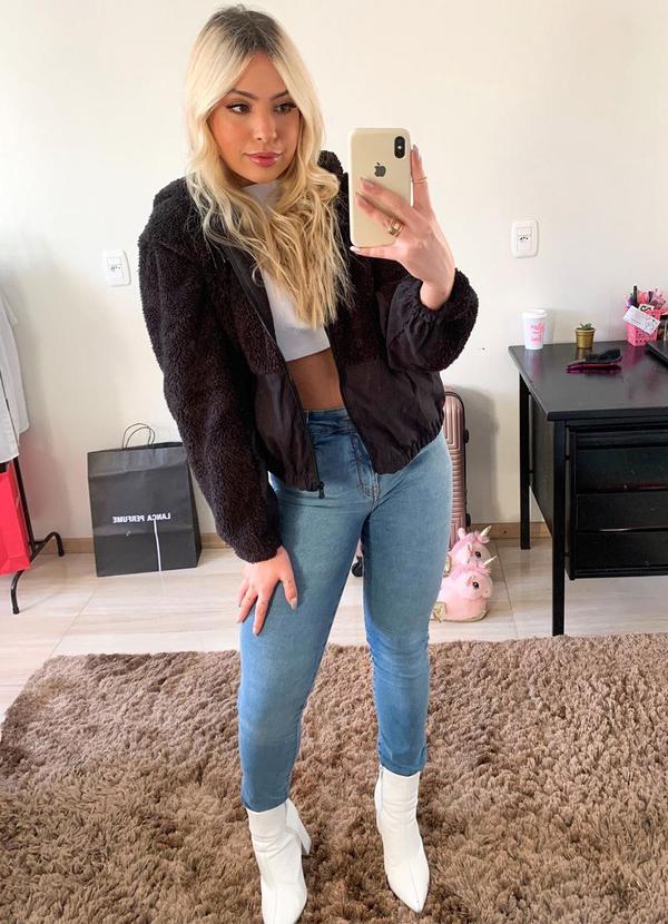 Sun Place - Jaqueta Teddy Juvenil Feminina Preto 3