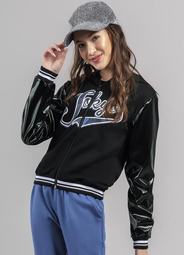 Young Class - Jaqueta Teen Menina em Moletom Preto