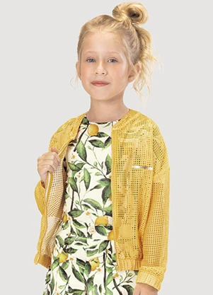 Lilica Ripilica - Jaqueta Tela Manga Longa Infantil Amarelo - LILICA RIPILICA